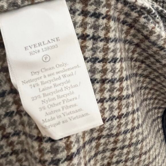 Everlane Recycled Wool Trench Coat Womens XS Gray Brown Houndstooth No Belt - Picture 12 of 12